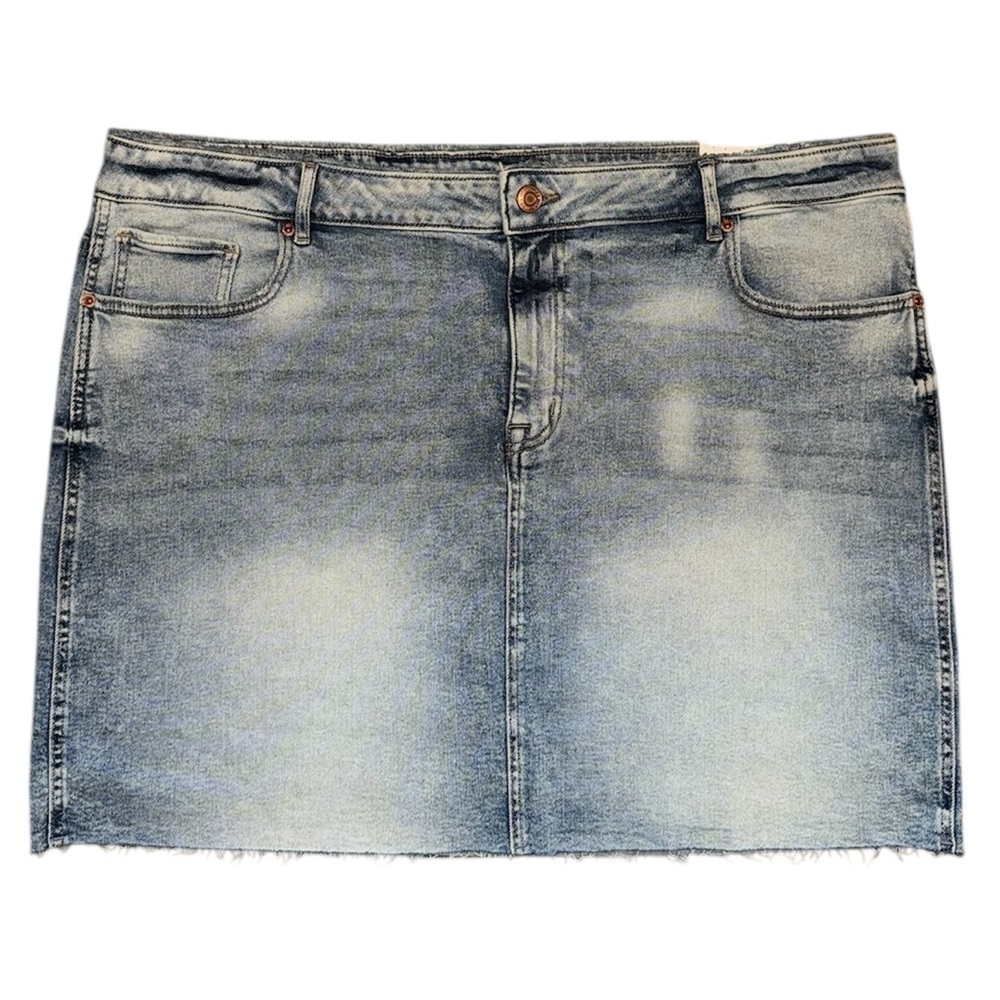 Maurices Vintage High Rise Light Wash Fray Hem Denim Jean Skirt Women’s 22